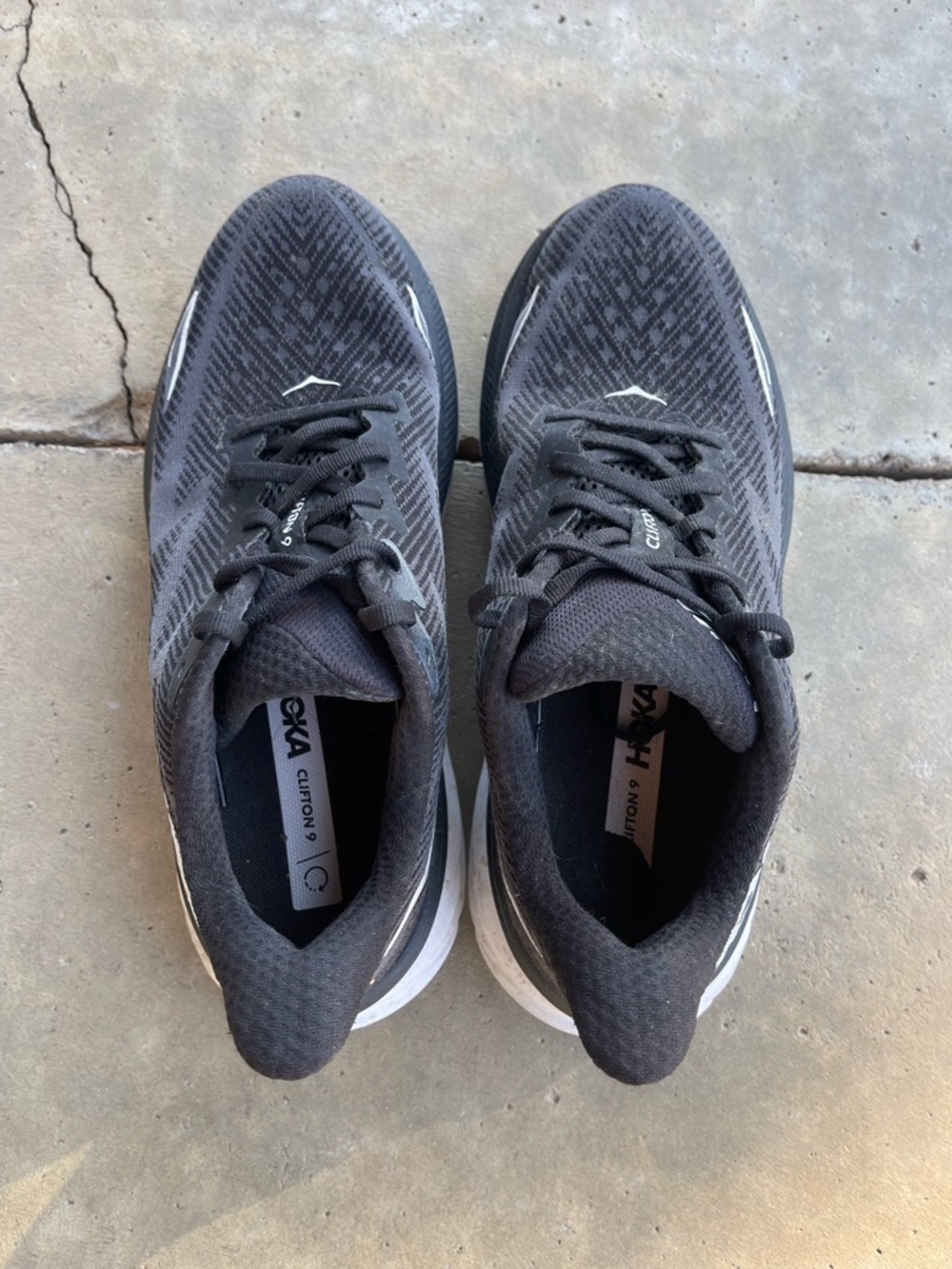 Hoka One One Clifton 9 Men’s Running Shoes Size 9B Black And White Lace Up - Picture 5 of 7